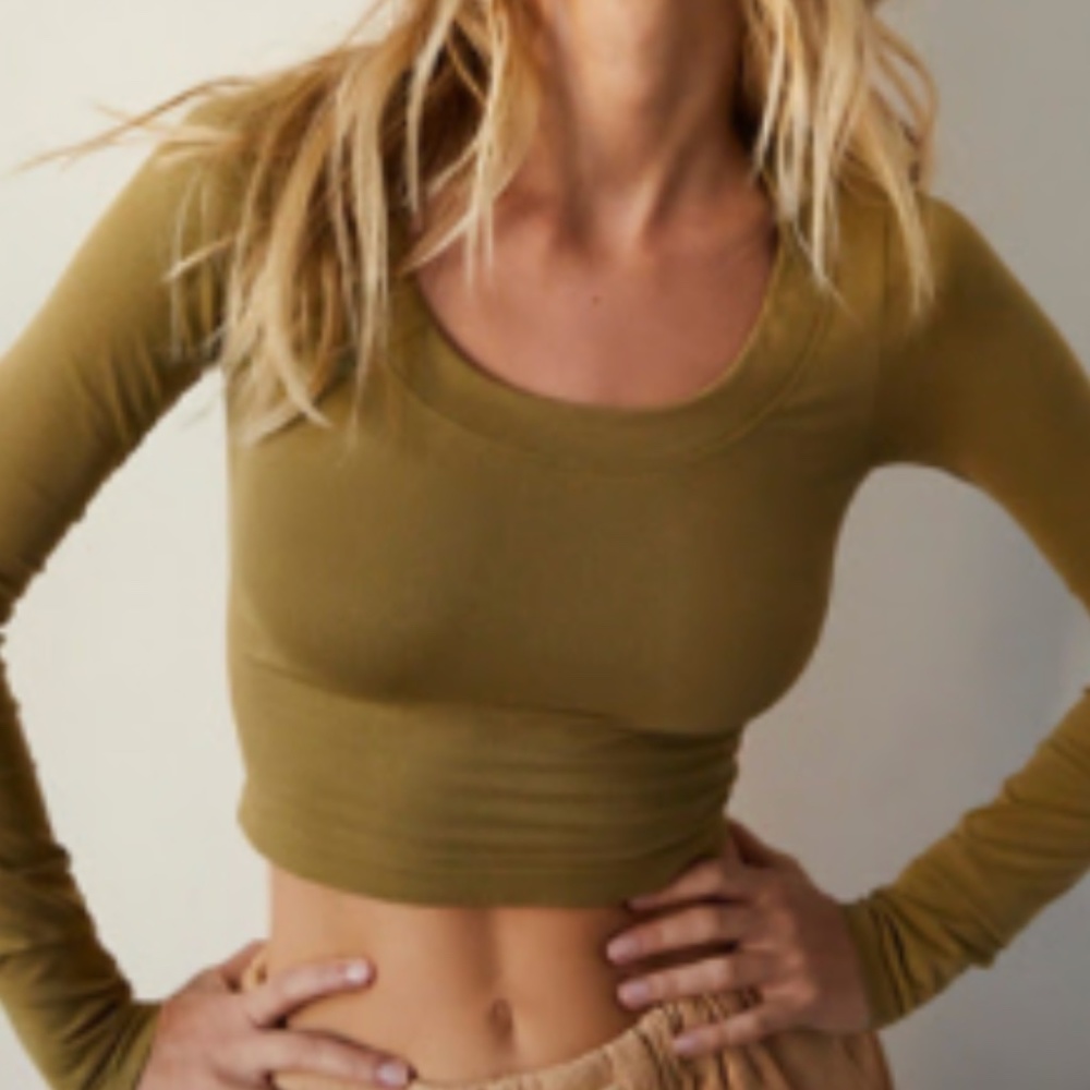 Free People Stop Neck Long Sleeve Crop